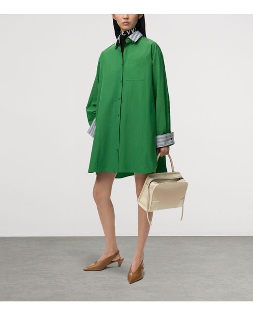 Loewe Green Layered Mini Shirt Dress