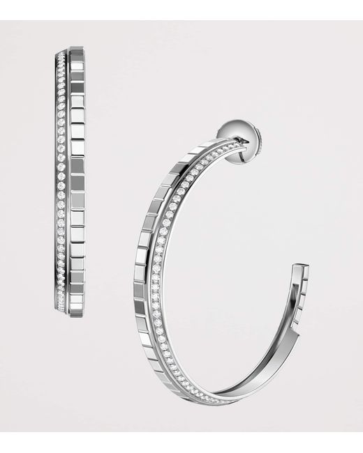 Chopard White And Diamond Ice Cube Hoop Earrings