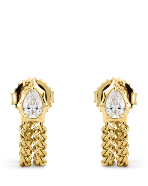 Jade Trau Metallic And Diamond Envoy Chain Loop Earrings