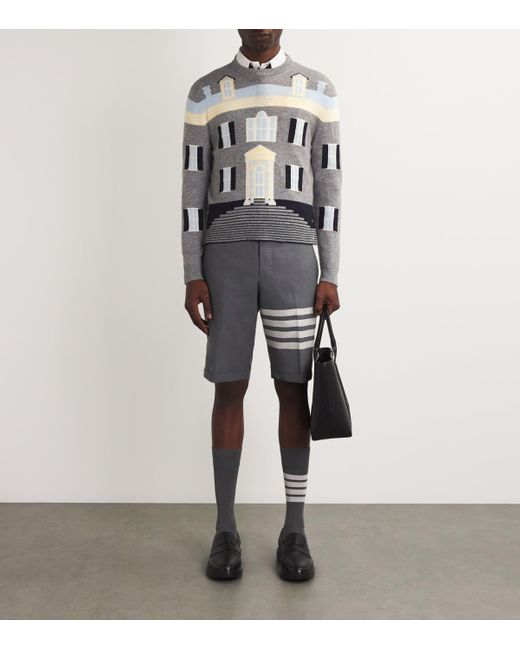 Thom Browne Gray Wool House Sweater for men