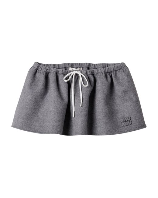 Miu Miu Gray Wool-Cashmere Mini Skirt
