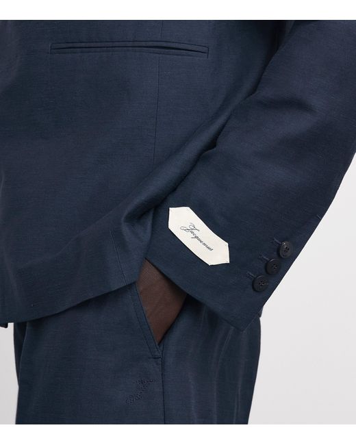 Jacquemus Blue Linen-Blend Melo Blazer for men