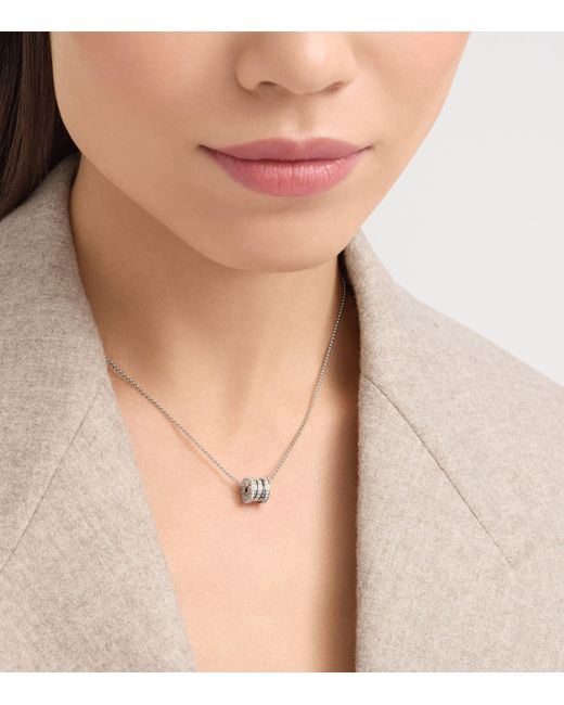 BVLGARI White And Diamond B.Zero1 Pendant Necklace