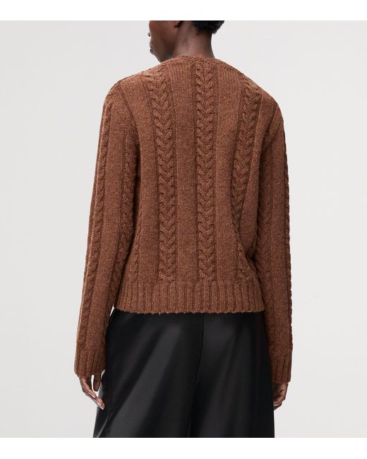 Loewe Brown Wool Cable-Knit Sweater