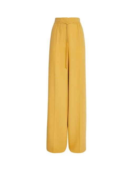 Max Mara Yellow Silk Wide-Leg Trousers