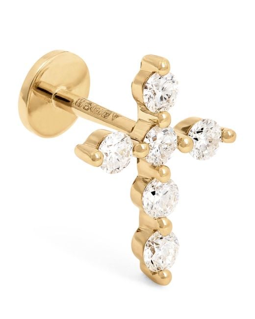PERSÉE Metallic And Diamond Cross Single Stud Earring