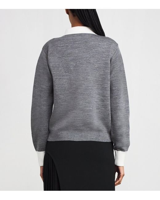 Claudie Pierlot Gray Knitted Logo Polo Shirt