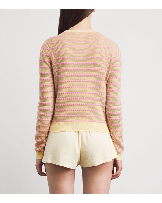 Guest In Residence Blue Cashmere Pebble Stripe Jane Cardigan