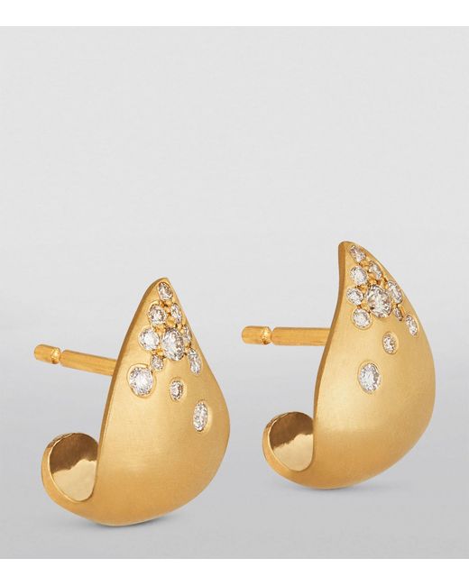 Nada Ghazal Metallic Yellow Gold And Diamond Fuse Elegance Drop Earrings