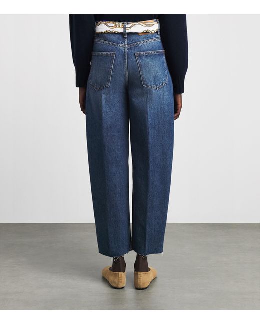 Maje Blue Scarf-Detail Barrel Jeans