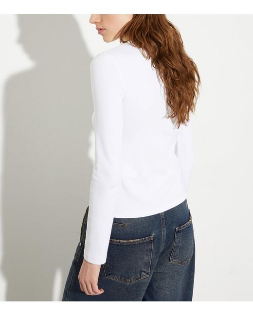 MAX&Co. White Jersey Asymmetric Long-Sleeve T-Shirt