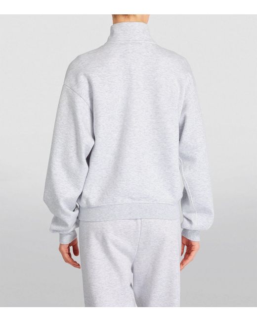 Skims White Cotton-blend Half-zip Sweatshirt