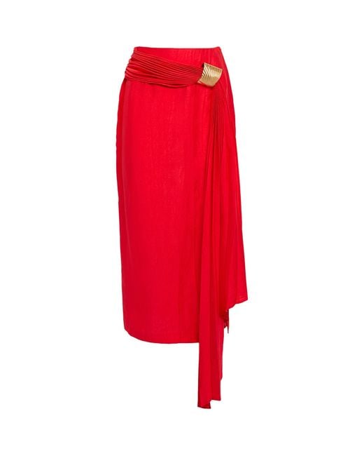 Cult Gaia Red Caroline Midi Skirt