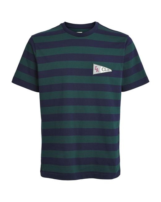 Emporio Armani Blue Cotton Stripe T-Shirt for men