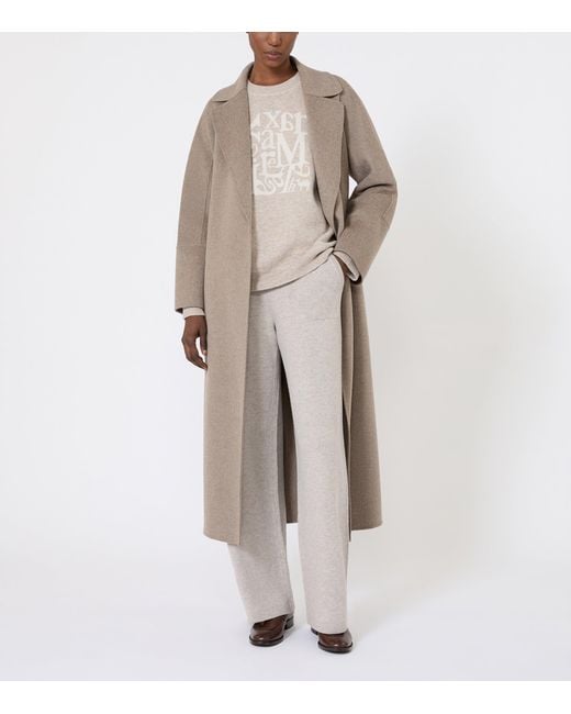 Max Mara Natural Virgin Wool Wrap Coat