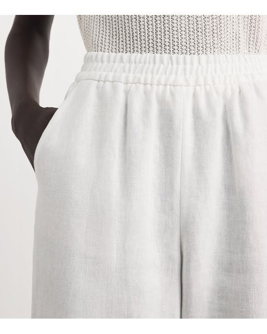Eleventy White Linen Elasticated Trousers