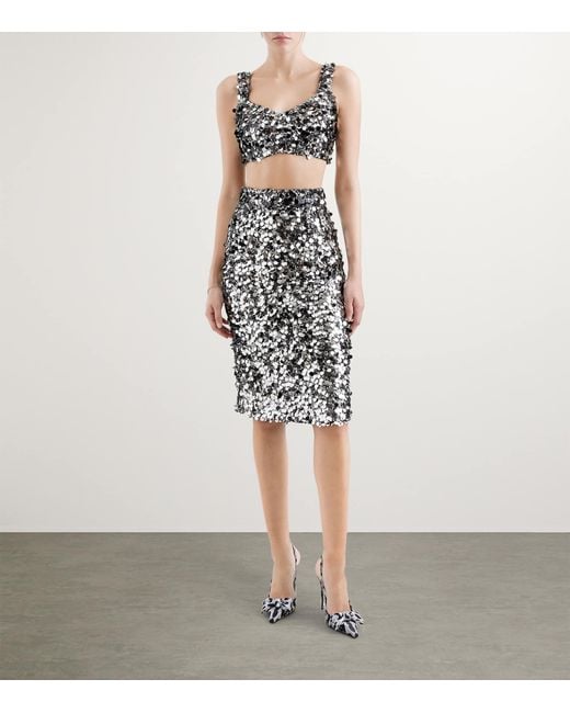 Dolce & Gabbana Black Embellished Sequin Crop Top