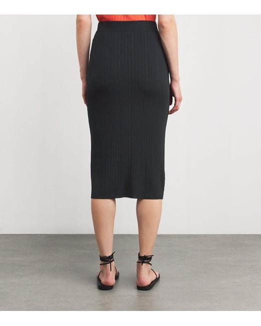 Joseph Gray Ribbed Knit Midi Skirt
