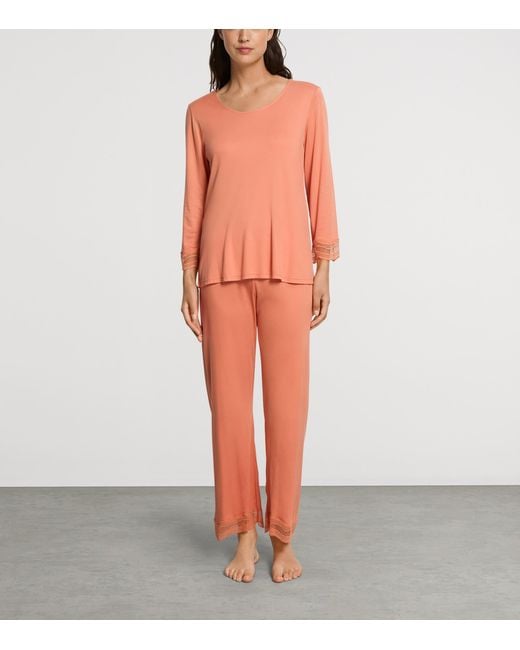 Hanro Pink Long Cira Pyjama Set