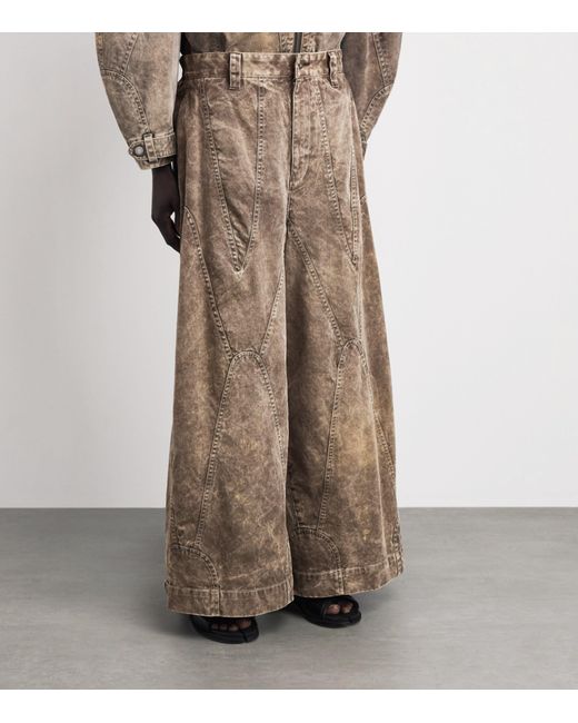 IM MEN Brown Cotton Elements Wide-Leg Trousers for men