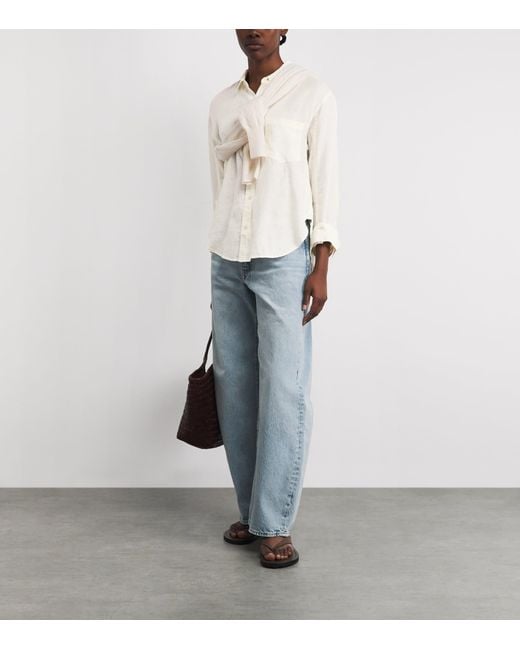 Citizens of Humanity White Linen Shrunken Kayla Shirt