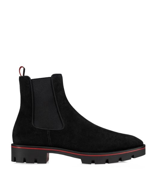 Christian Louboutin Black Alpinono Veau Velour Chelsea Boots for men