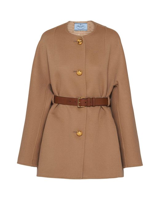 Prada Brown Wool-silk Belted Coat