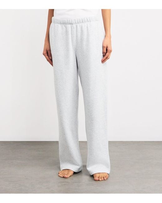 Skims White Cotton-Blend Fleece Straight Sweatpants