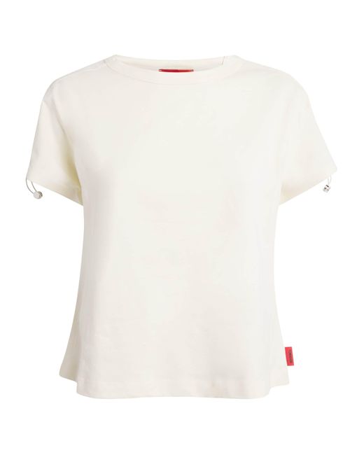 MAX&Co. White Cotton Jersey And Canvas Top