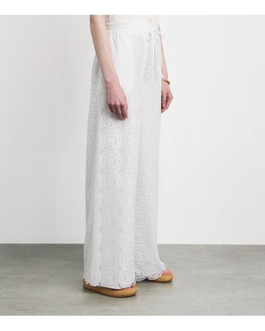 Claudie Pierlot White Lace Wide-Leg Trousers