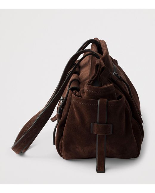 Prada Brown Medium Suede Route Tote Bag
