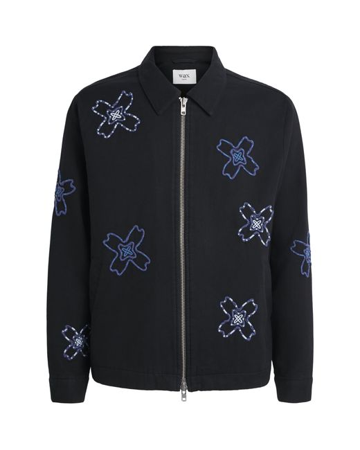 Wax London Black Embroidered Floral Eldon Jacket for men