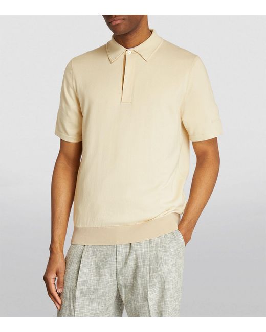 Paul Smith Natural Cotton Knitted Polo Shirt for men