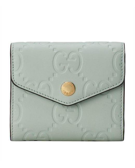 Gucci Green Debossed Leather Gg Wallet