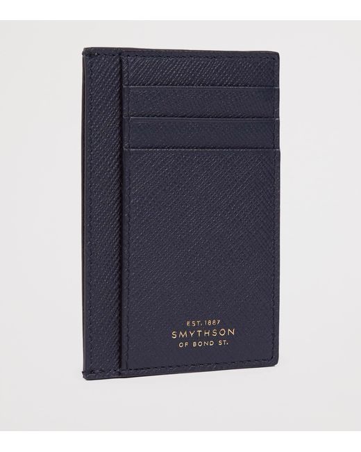 Smythson Blue Panama Leather Compact Card Holder for men