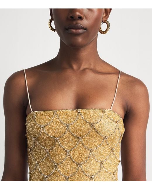 Alice + Olivia Natural Embellished Nina Mini Dress