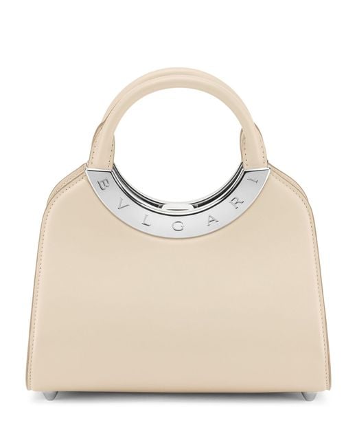 BVLGARI Small Leather Roma Top-handle Bag in Natural