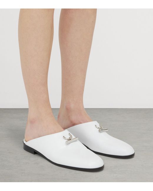 Alexander McQueen White Leather T-Bar Mules