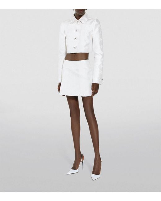 Dolce & Gabbana White Cropped Dg Logo Jacket