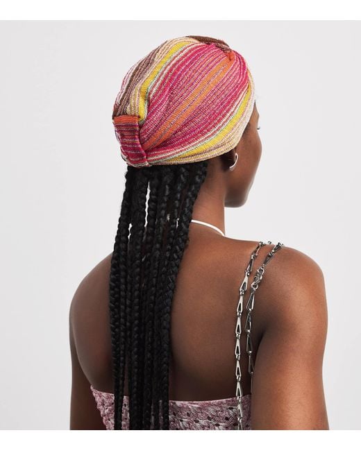 Missoni Pink Knot-Front Stripe Turban