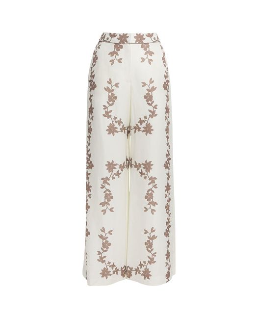 Claudie Pierlot White Floral Print Wide-Leg Trousers