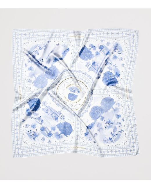 Aspinal Blue Silk Landscape Scarf