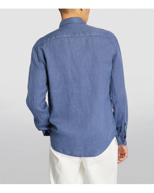 Emporio Armani Blue Linen Shirt for men