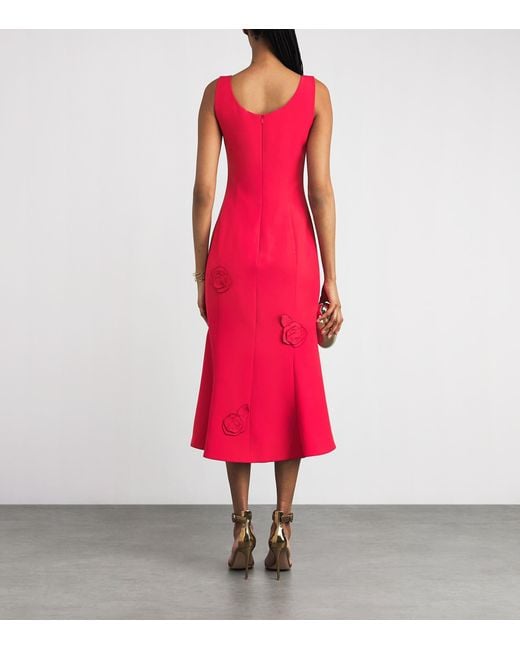 LEO LIN Red Appliqué Emily Midi Dress