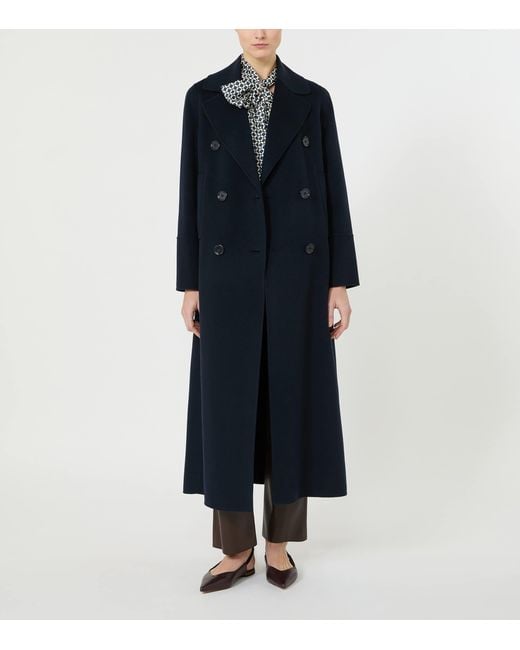 Max Mara Blue Virgin Wool Double-Breasted Coat
