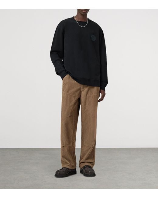 AllSaints Black Organic Cotton Waved Sweatshirt for men
