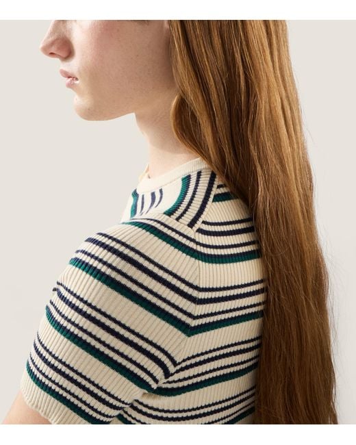 Miu Miu Natural Cotton Stripe Henley Top