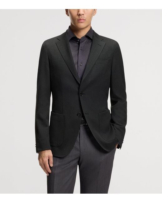 Boss Black Wool-Silk Slim Fit Blazer for men