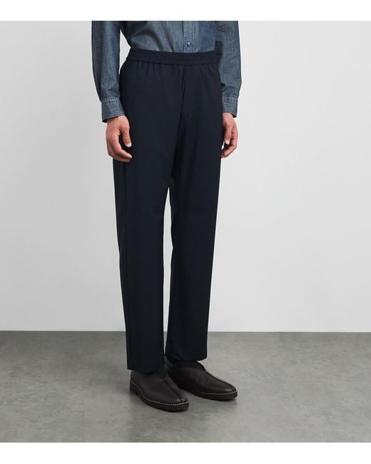 Barena Blue Virgin Wool Drawstring Trousers for men