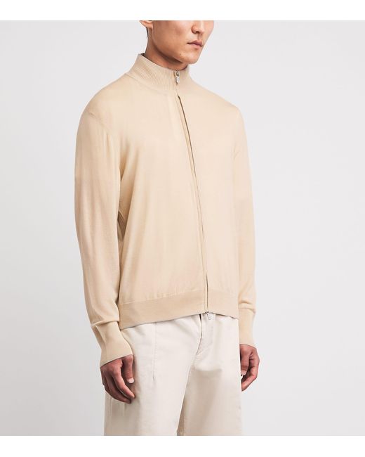 Eleventy Natural Wool Zip-Up Cardigan for men